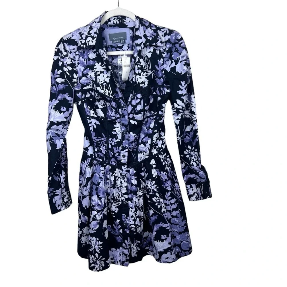 Anthropologie Corset Shirt Dress 6 Floral Button Front